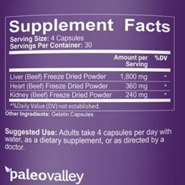 PALEOVALLEY ORGAN COMPLEX Ingredients